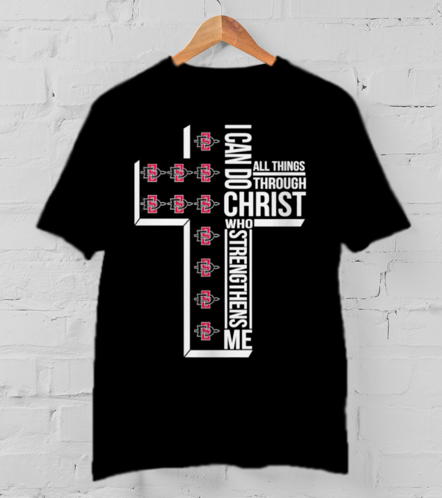 State Aztecs I Can Do All Things Through Christ Who Strengthens Me Cross T-Shirt