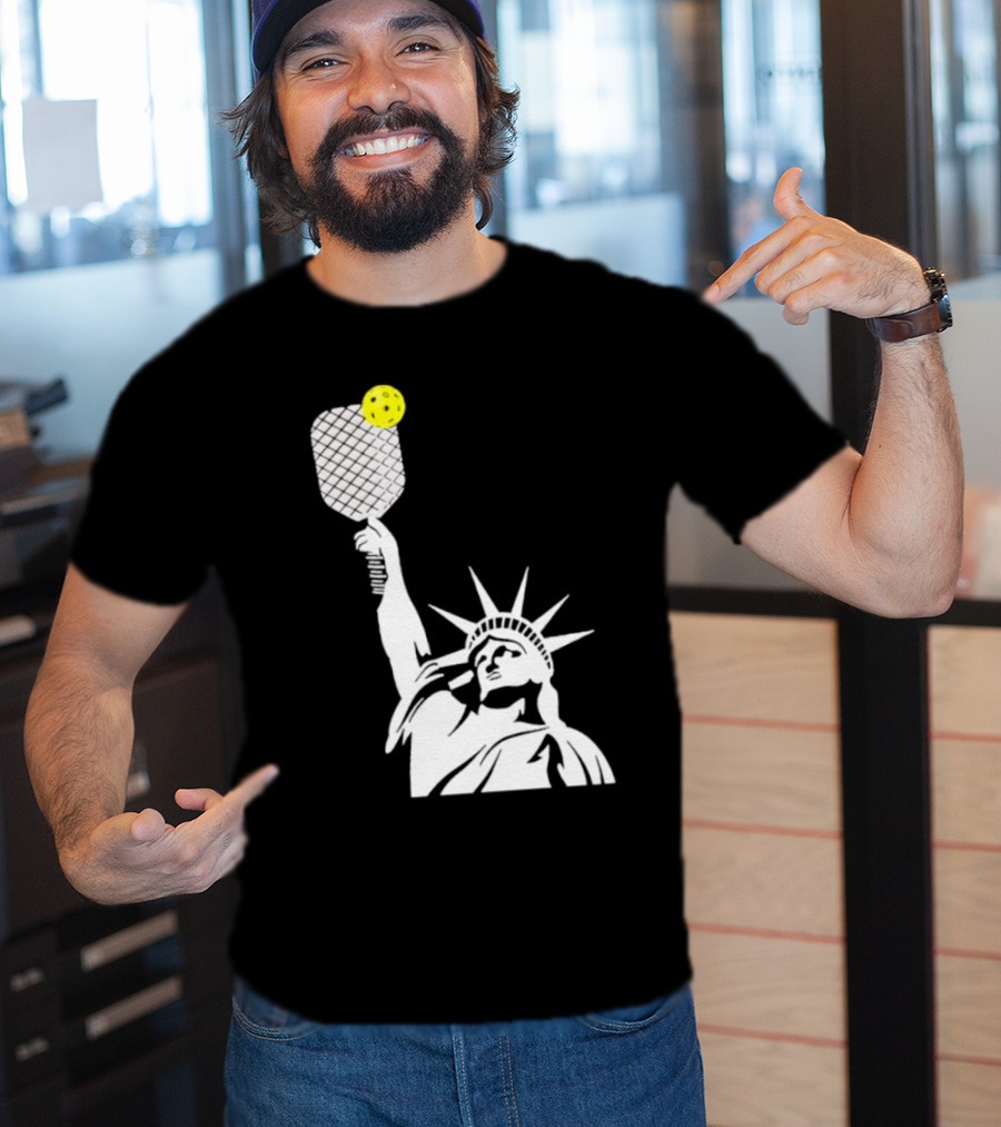 Statue Of Liberty With Pickleball Paddle And Ball T-Shirt