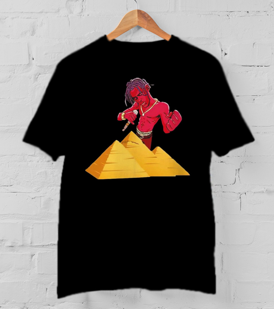 Travis Scott Pyramids Cartoon Red Figure Pyramid T-Shirt