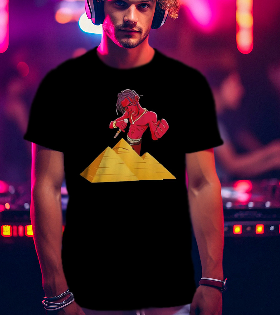 Travis Scott Pyramids Cartoon Red Figure Pyramid T-Shirt