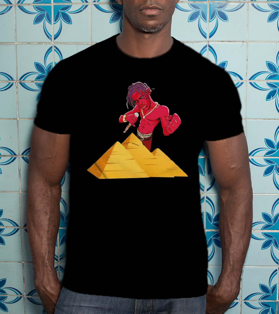 Travis Scott Pyramids Cartoon Red Figure Pyramid T-Shirt