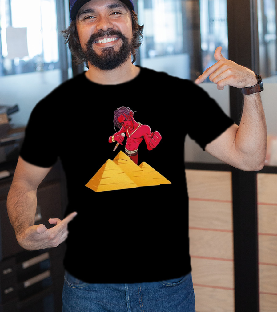 Travis Scott Pyramids Cartoon Red Figure Pyramid T-Shirt