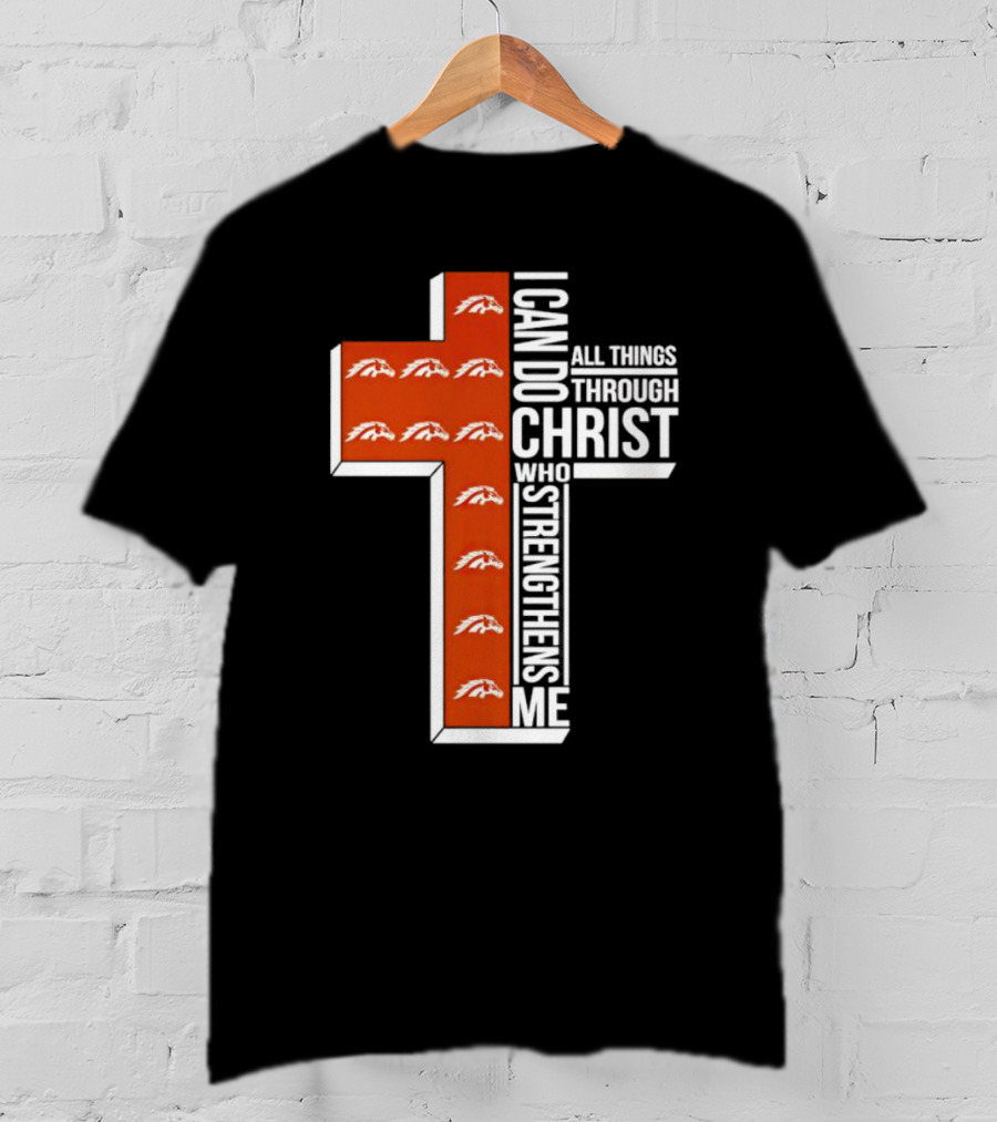 Western Michigan Broncos I Can Do All Things Through Christ Who Strengthens Me Cross T-Shirt