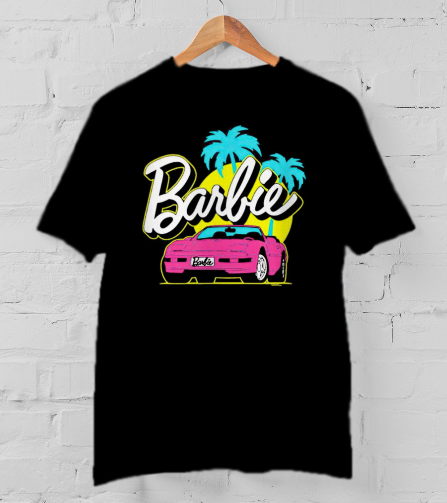 Barbie Malibu Pink Car And Palm Trees T-Shirt