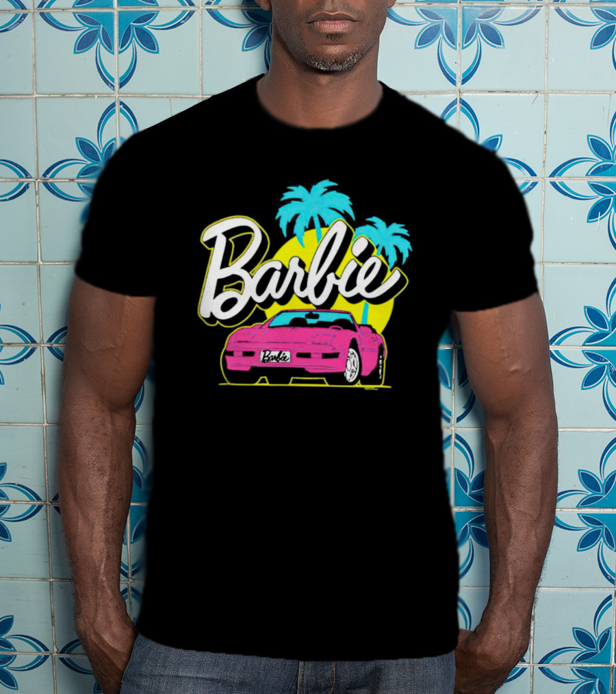Barbie Malibu Pink Car And Palm Trees T-Shirt