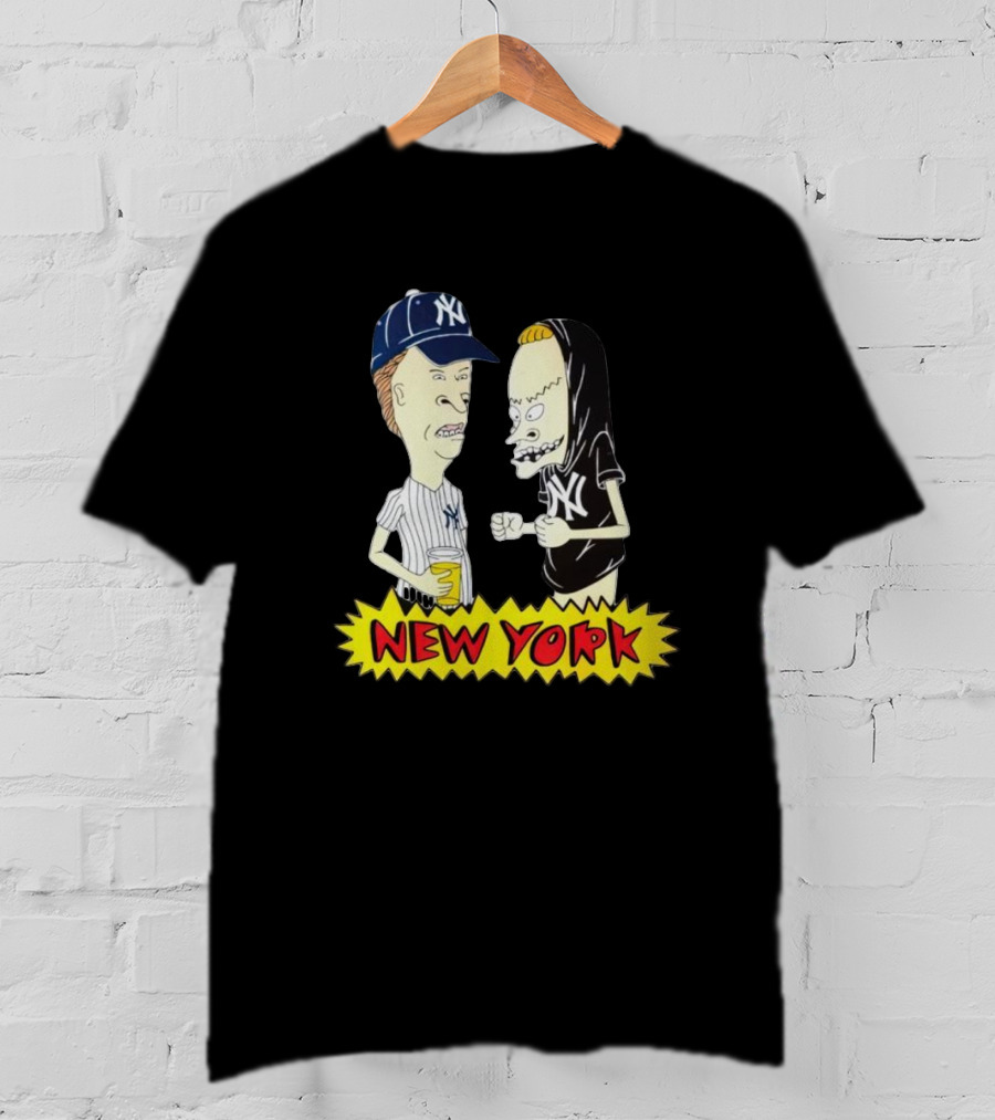 Beavis And Butt-Head New York Yankees Cartoon Characters In Baseball Gear T-Shirt