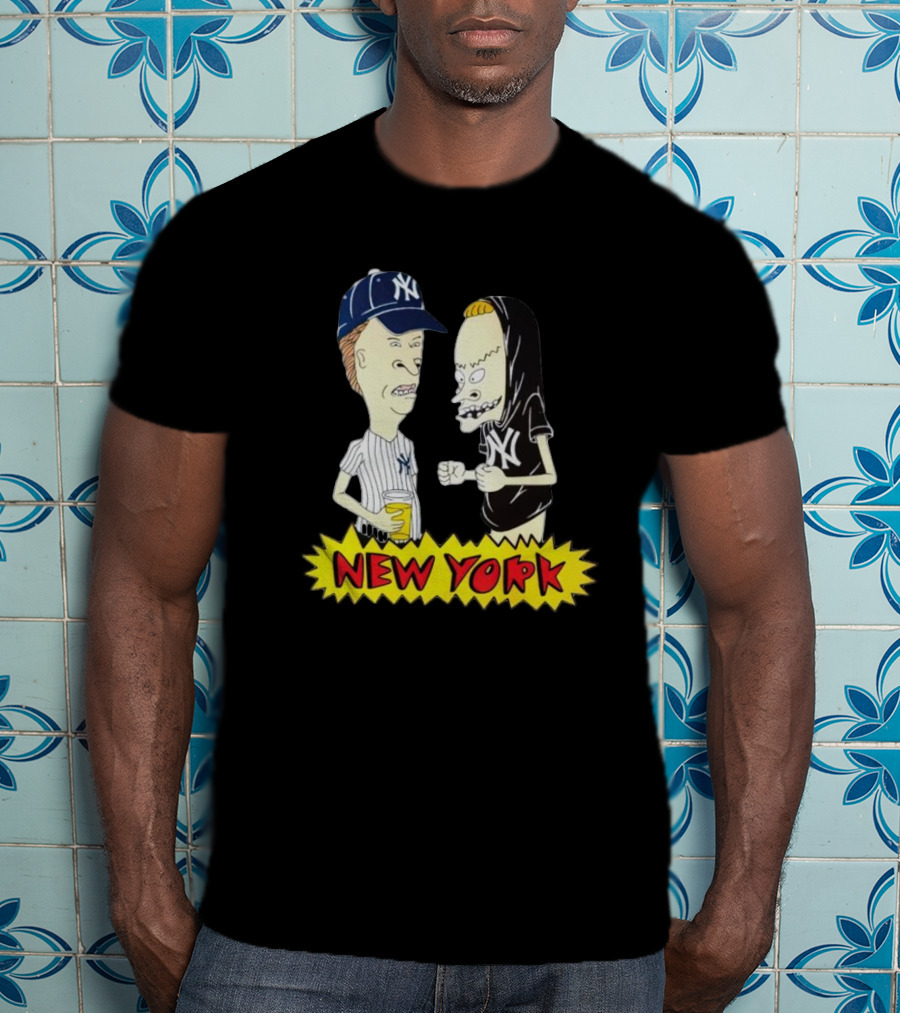 Beavis And Butt-Head New York Yankees Cartoon Characters In Baseball Gear T-Shirt
