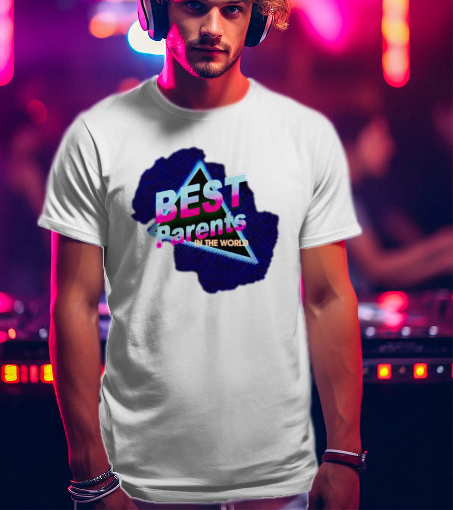 BEST Parents IN THE WORLD Retro Neon Triangle T-Shirt