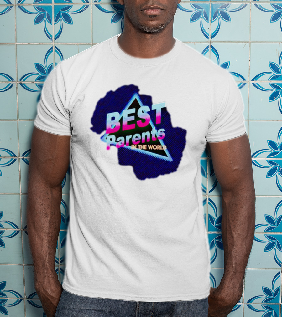 BEST Parents IN THE WORLD Retro Neon Triangle T-Shirt
