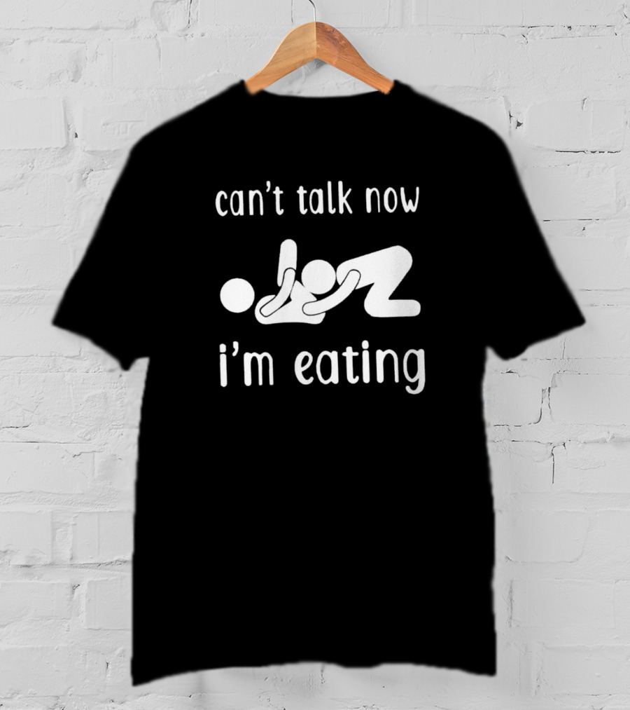 Can’t Talk Now I’m Eating Iconic Stick Figure Humor T-Shirt