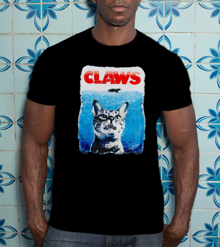 Claws Parody Cat With Fish Underwater T-Shirt