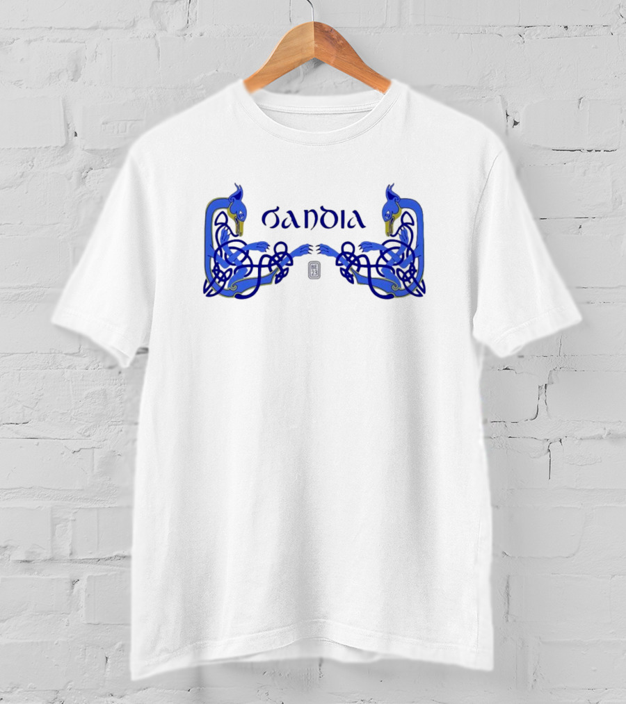 Oandia Celtic Symbolic Blue Canine Myth Figures T-Shirt