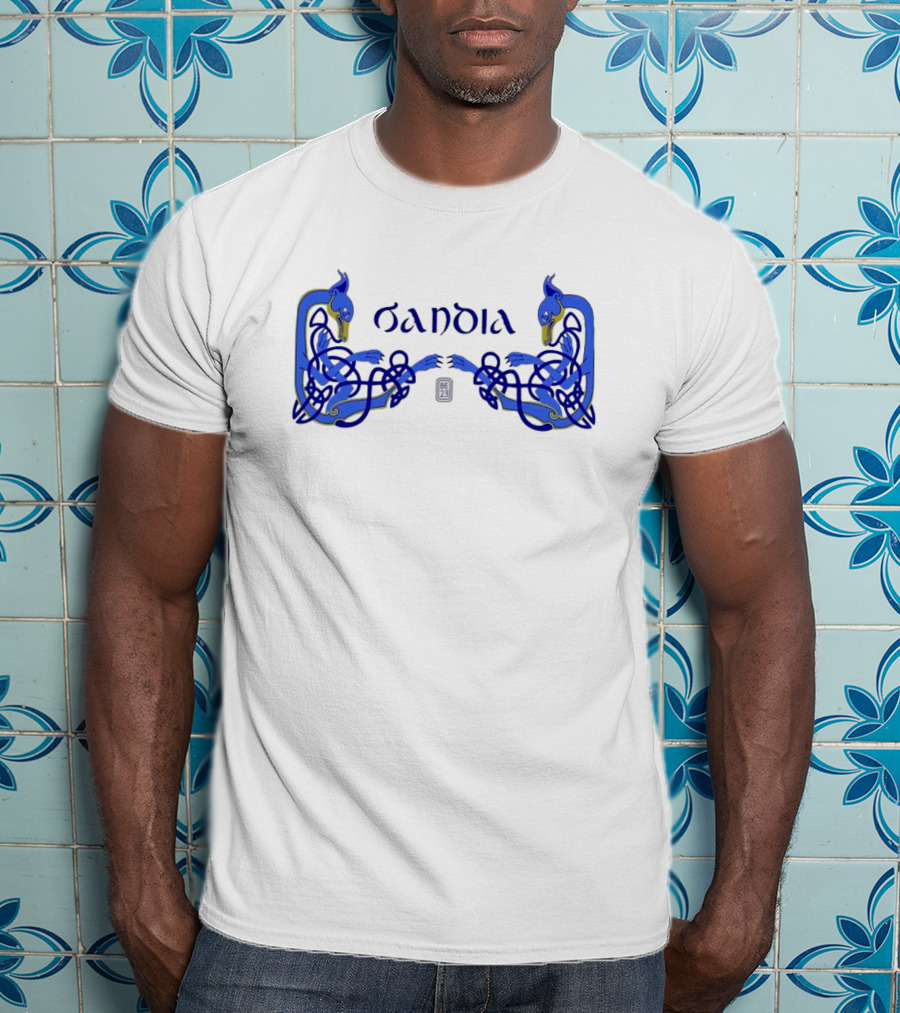 Oandia Celtic Symbolic Blue Canine Myth Figures T-Shirt