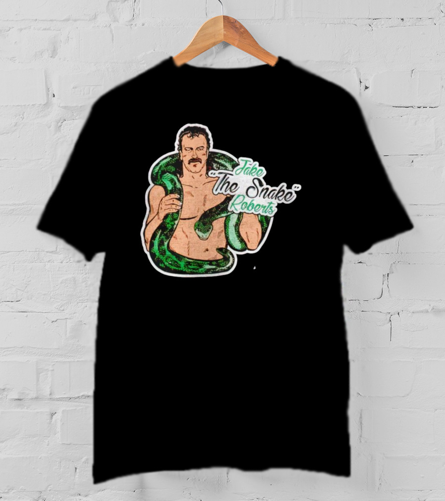 Jake The Snake Roberts Holding Green Serpent T-Shirt