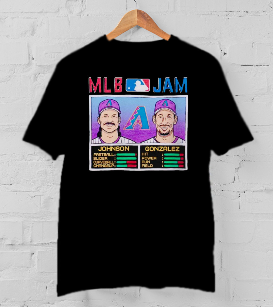 MLB Jam Arizona Diamondbacks Johnson Gonzalez Fastball Slider Curveball Changeup Hit Power Run Field T-Shirt