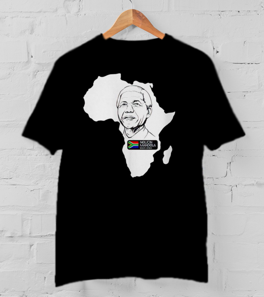Nelson Mandela South Africa Flag Map T-Shirt