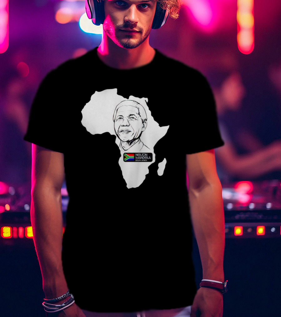Nelson Mandela South Africa Flag Map T-Shirt
