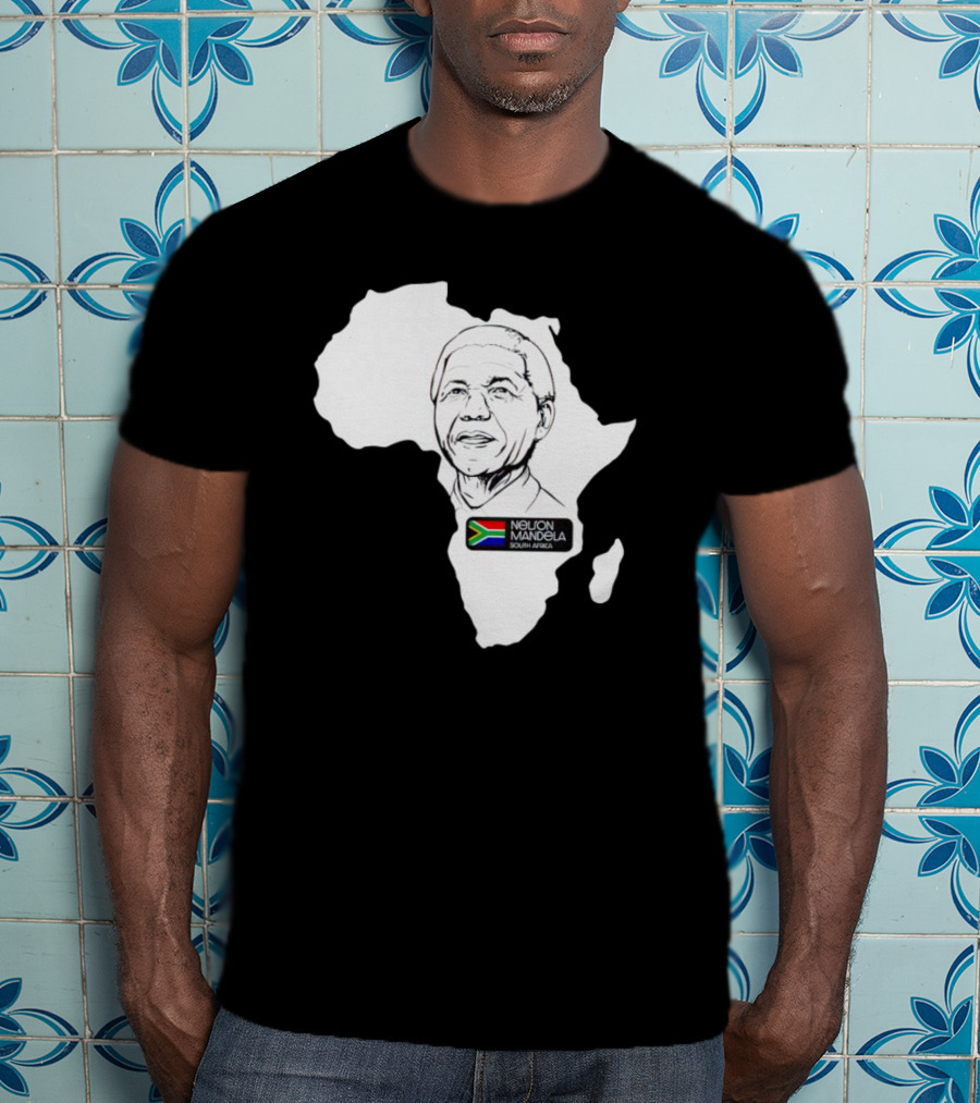 Nelson Mandela South Africa Flag Map T-Shirt