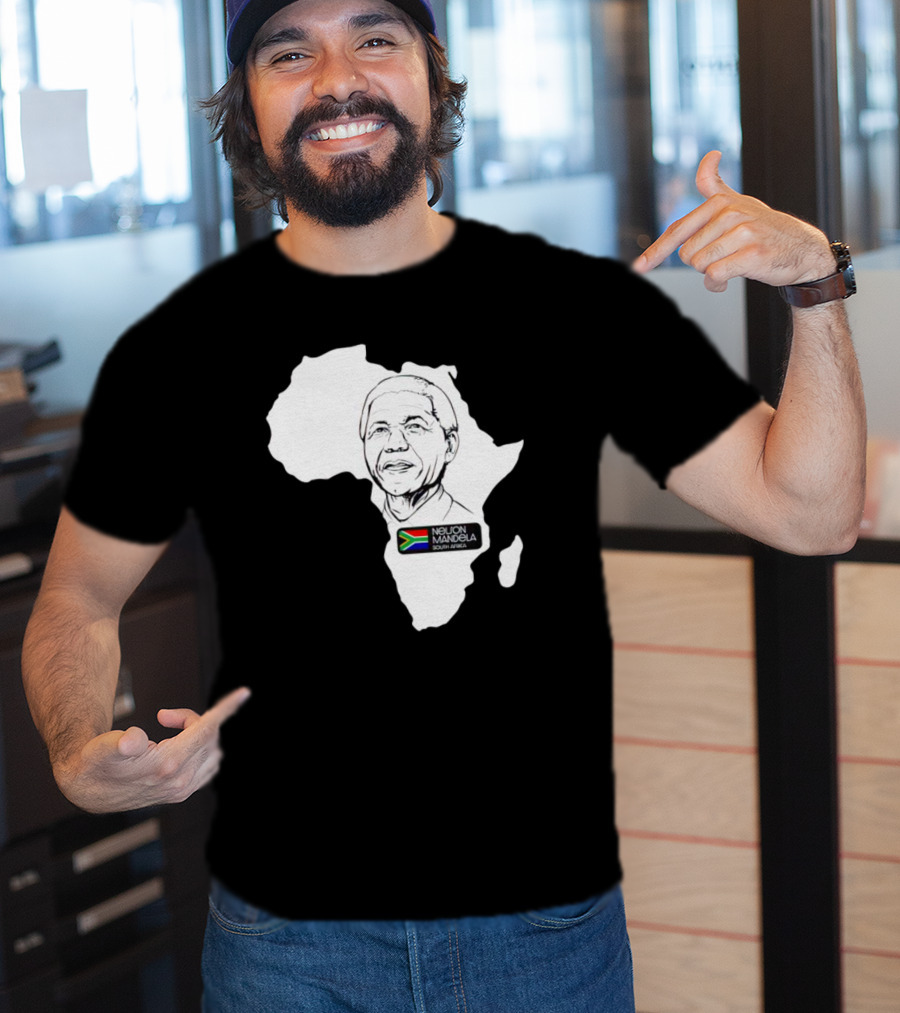 Nelson Mandela South Africa Flag Map T-Shirt
