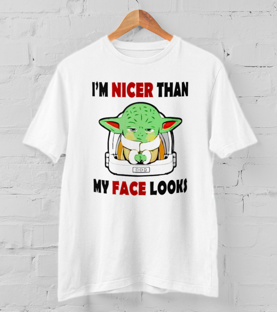 Baby Yoda I'm Nicer Than My Face Looks Grogu Helmet T-Shirt