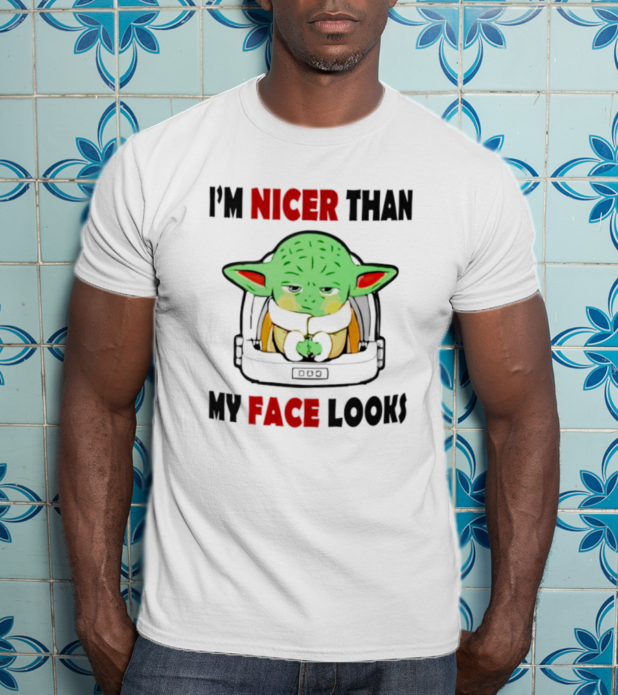 Baby Yoda I'm Nicer Than My Face Looks Grogu Helmet T-Shirt