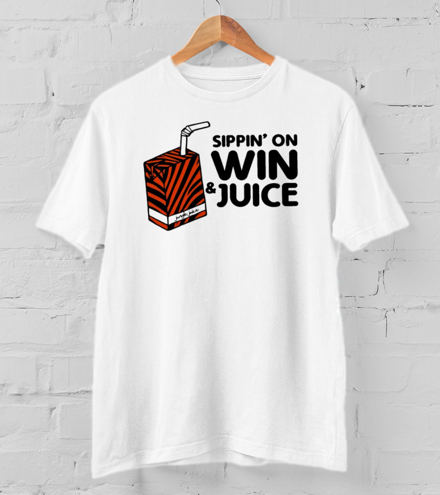 Cincinnati Bengals Sippin’ On Win And Juice With Tiger Stripes Box T-Shirt