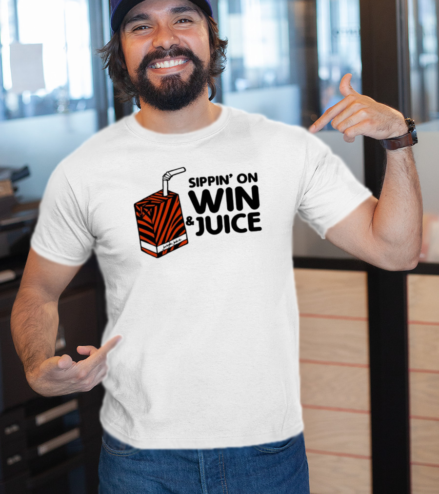 Cincinnati Bengals Sippin’ On Win And Juice With Tiger Stripes Box T-Shirt