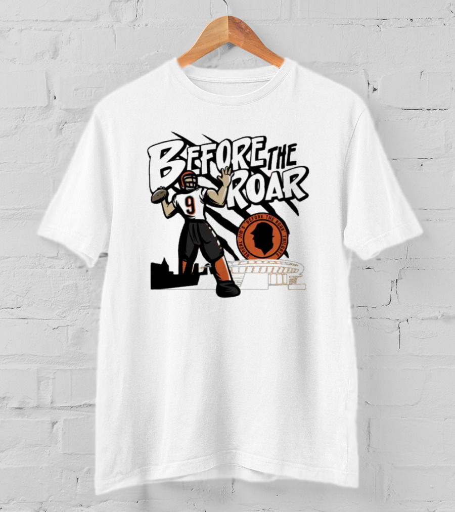 Joe Burrow Before The Roar Football Icon Cincinnati Orange T-Shirt