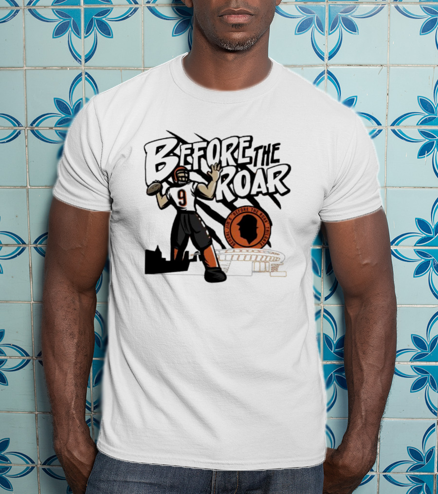 Joe Burrow Before The Roar Football Icon Cincinnati Orange T-Shirt