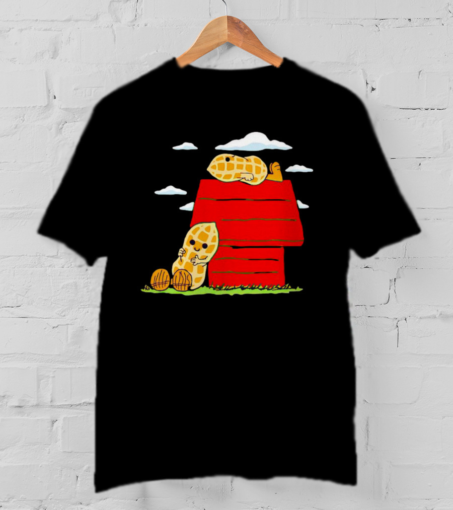 Peanuts Mashup Snoopy Red House Peanut Characters On Doghouse T-Shirt