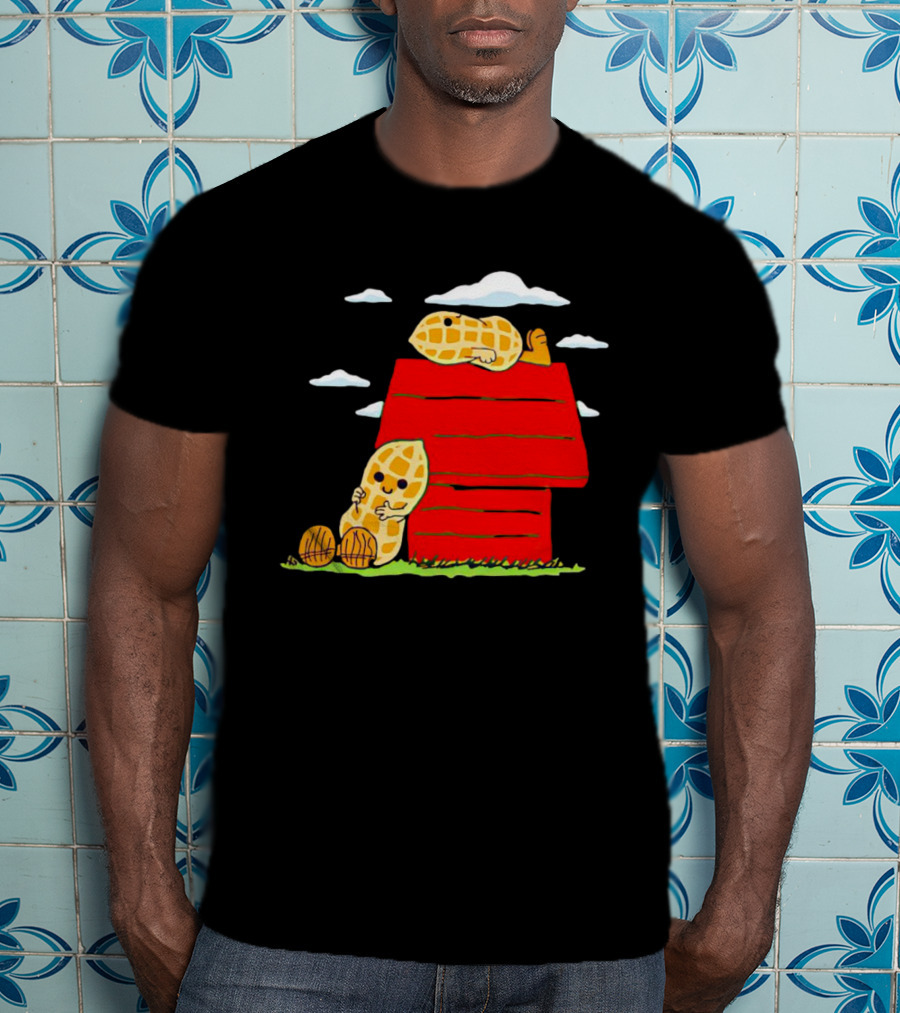 Peanuts Mashup Snoopy Red House Peanut Characters On Doghouse T-Shirt