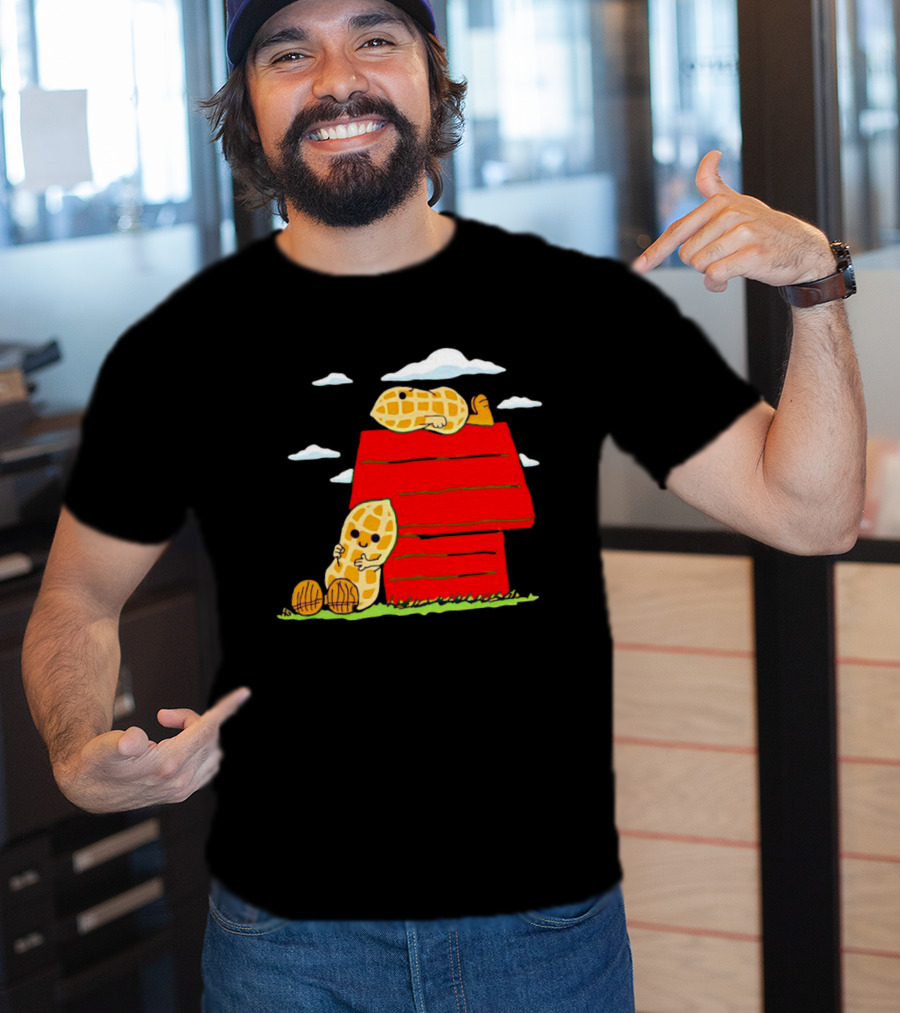 Peanuts Mashup Snoopy Red House Peanut Characters On Doghouse T-Shirt