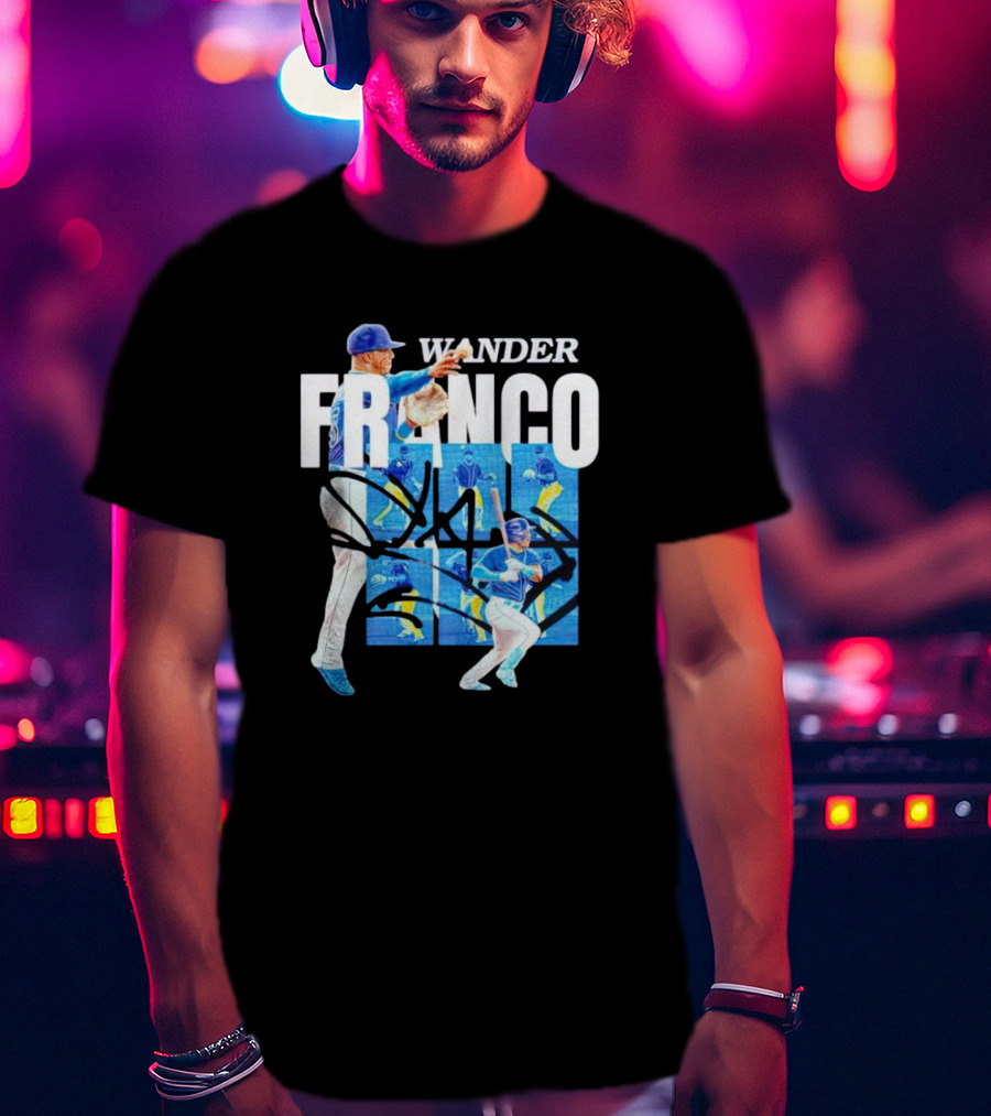 Wander Franco Baseball Dynamic Action And Signature T-Shirt
