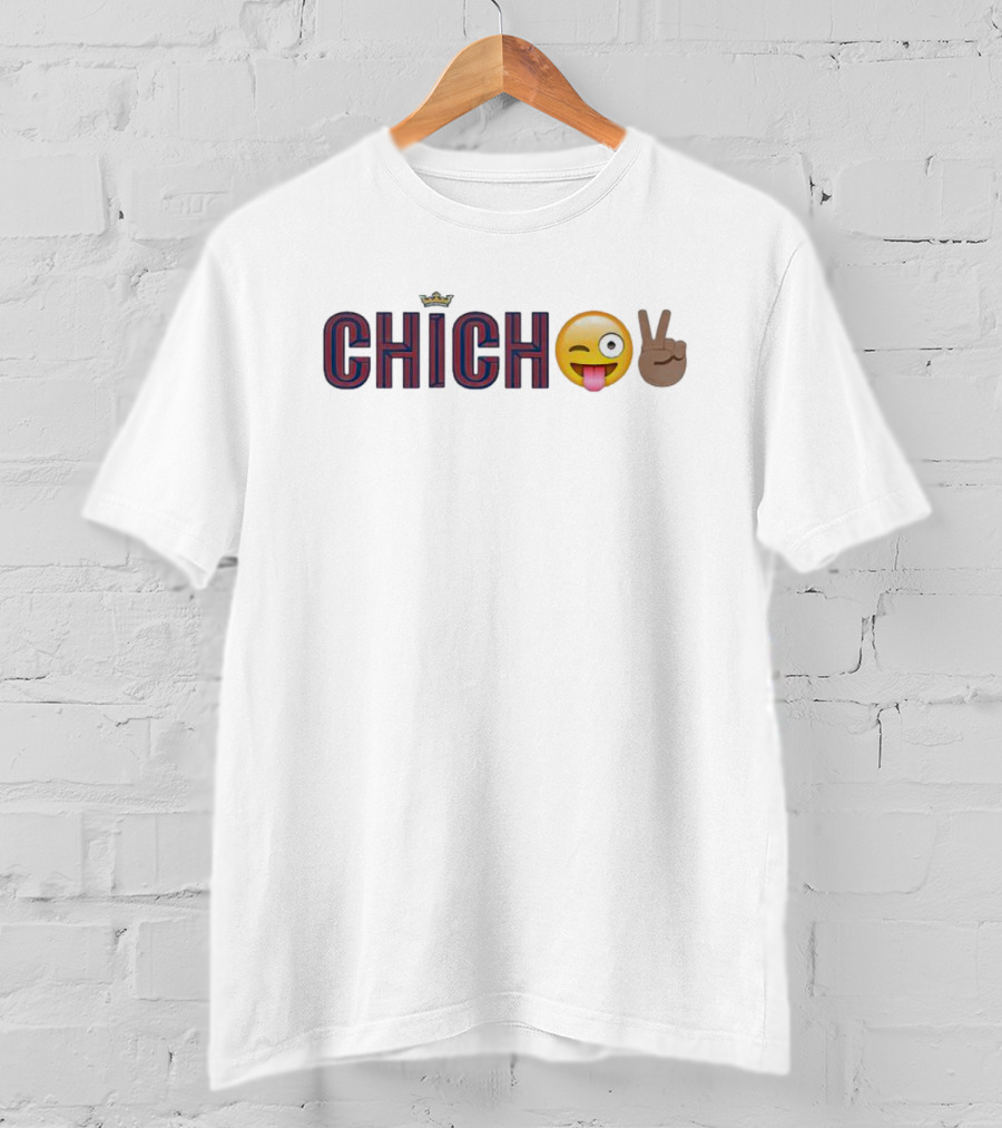Chicho Crown Emoji Peace Sign Playful Text T-Shirt