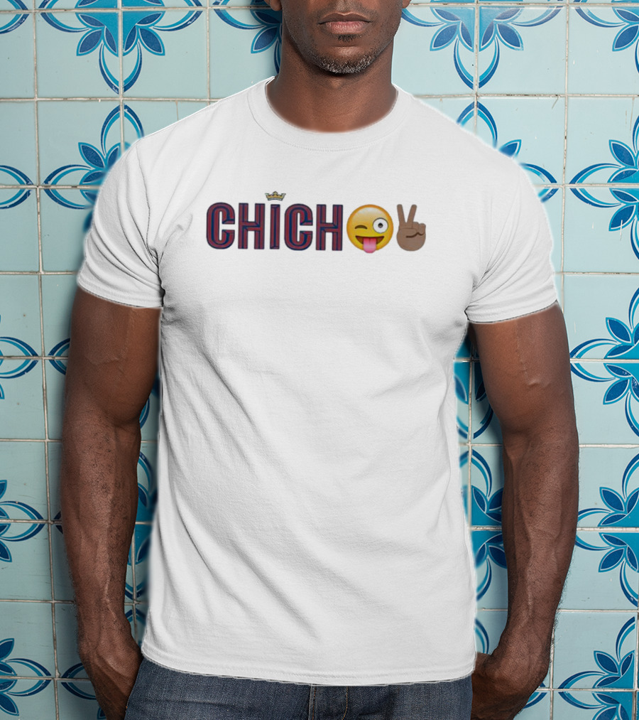Chicho Crown Emoji Peace Sign Playful Text T-Shirt