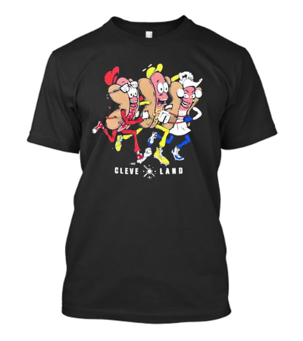 Cleveland Mustard Hot Dog Racing Trio Fun T-Shirt