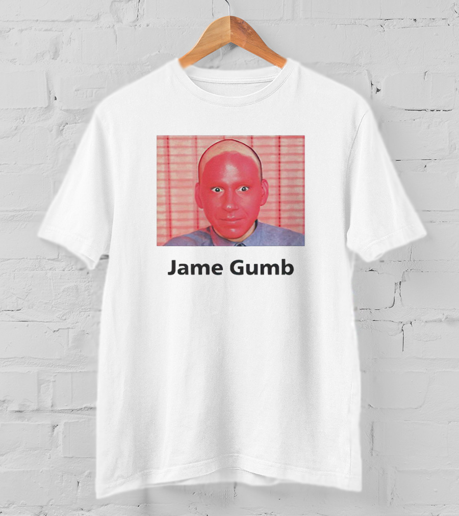 Jame Gumb Red Face Image With Red Background Blinds T-Shirt