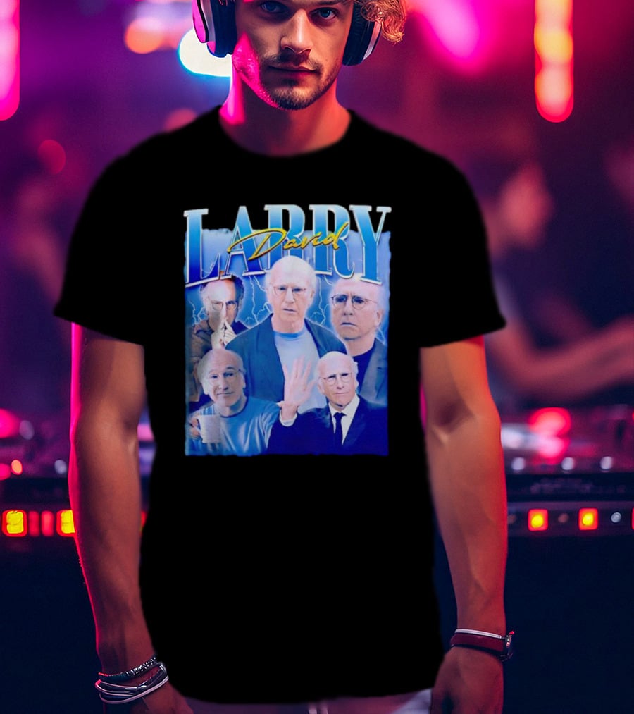 Larry David Collage Blue Lightning T-Shirt