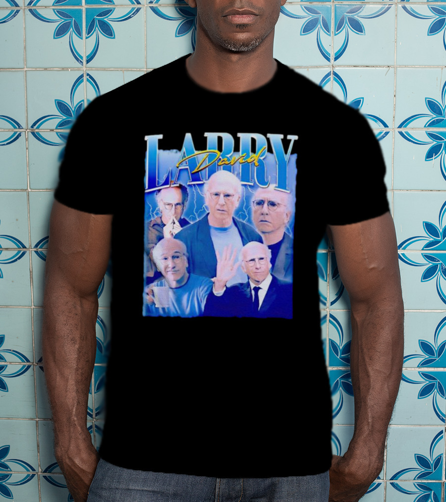 Larry David Collage Blue Lightning T-Shirt