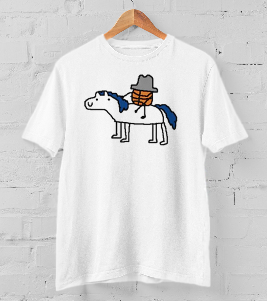 Mavs Cowboy Basketball Riding Blue-Mane Horse T-Shirt