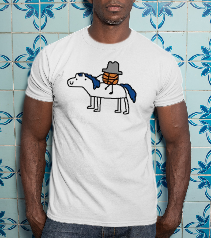 Mavs Cowboy Basketball Riding Blue-Mane Horse T-Shirt