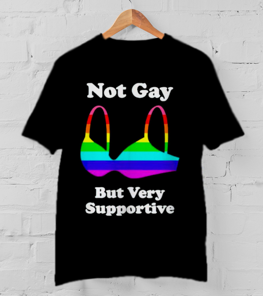 Not Gay But Very Supportive Rainbow Bra T-Shirt