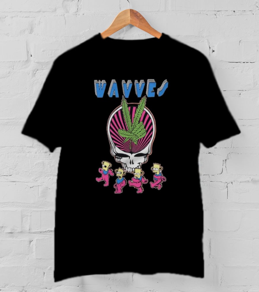 Wavves Psychedelic Skull With Dancing Bart Figures T-Shirt