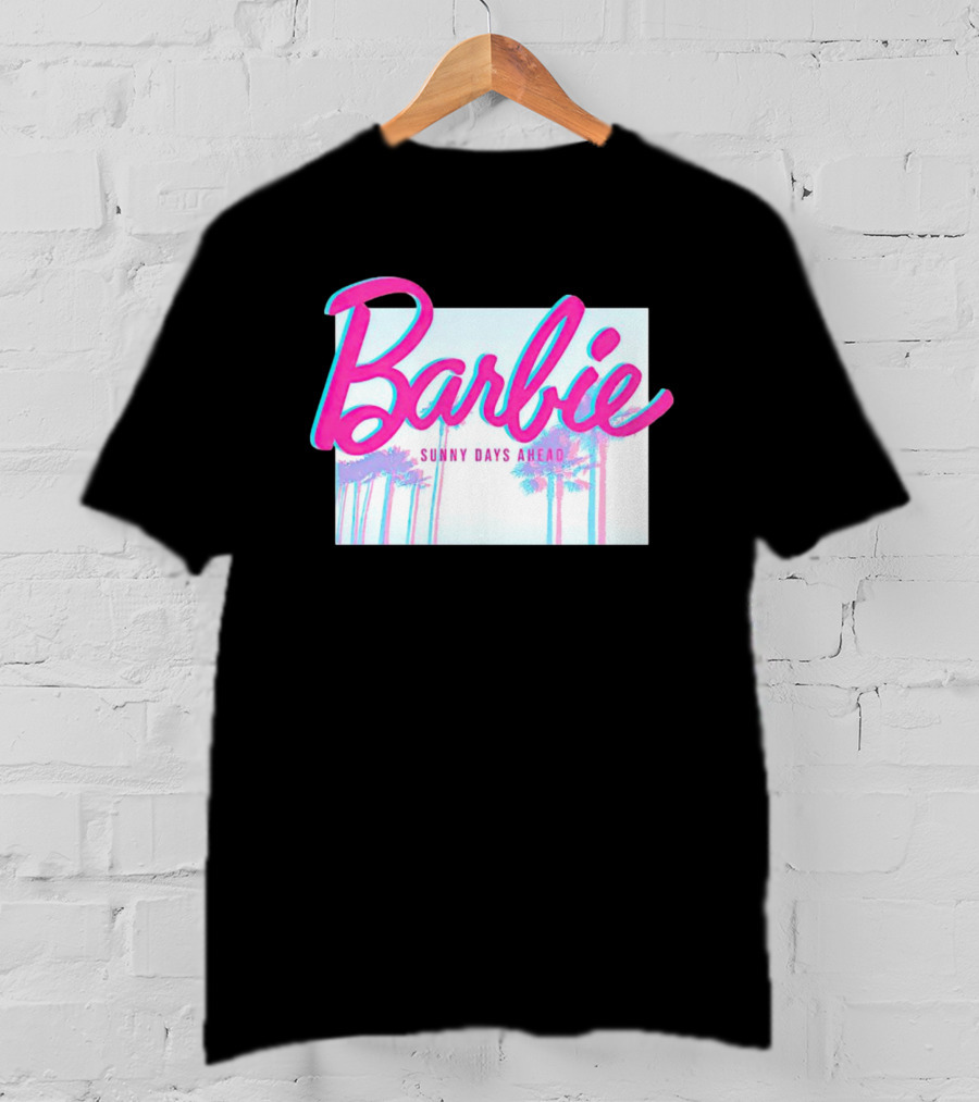 Barbie Sunny Days Ahead Palm Trees Vibrant 3D Text T-Shirt