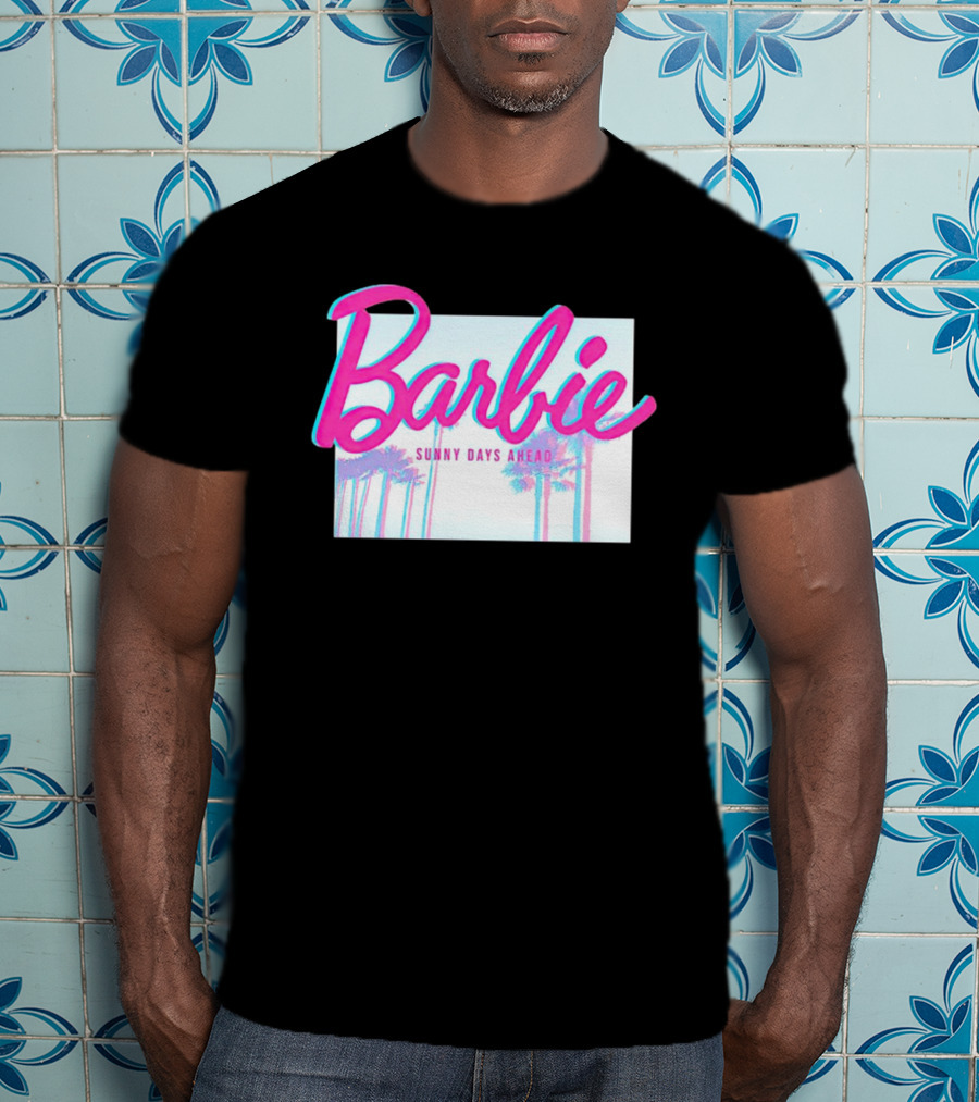 Barbie Sunny Days Ahead Palm Trees Vibrant 3D Text T-Shirt