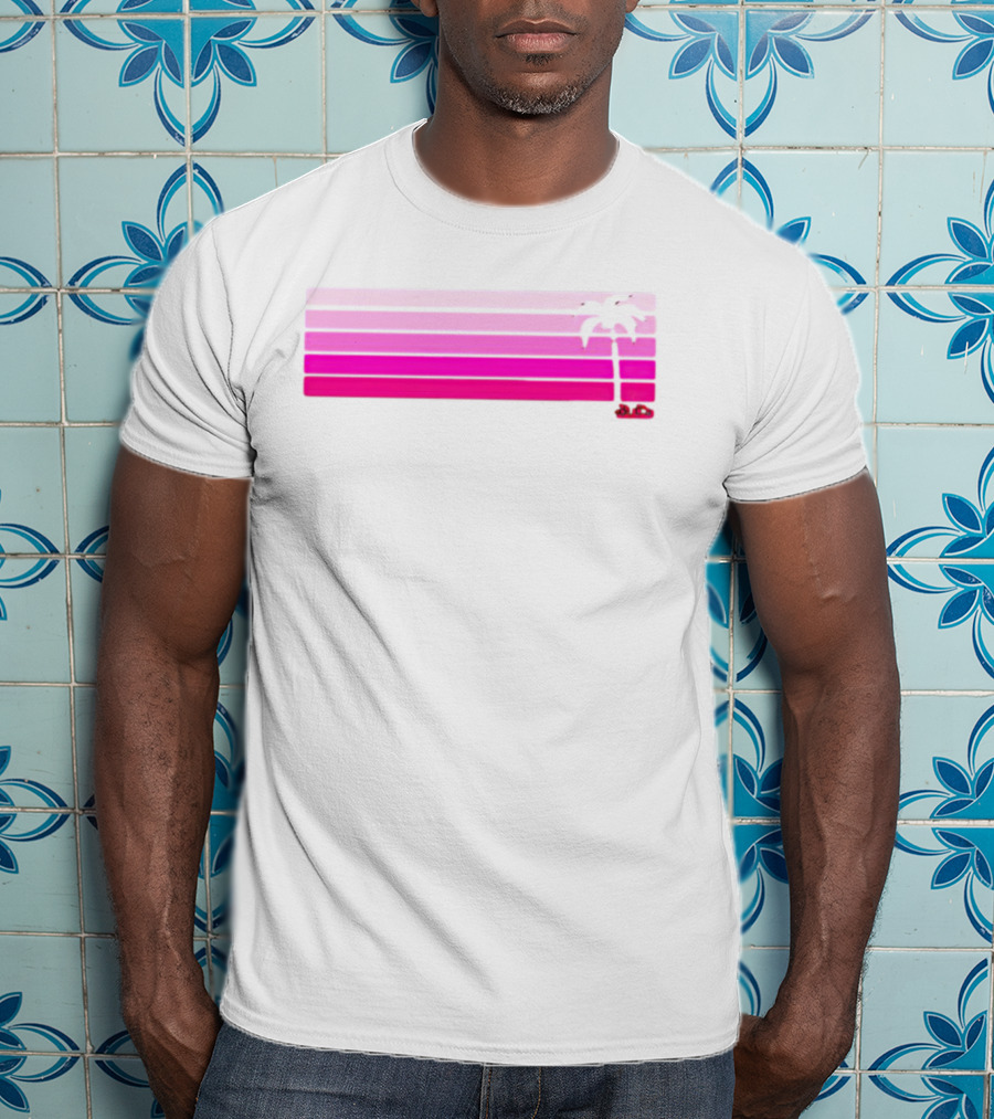 Barbie The Movie Pink Palm Stripe Retro T-Shirt