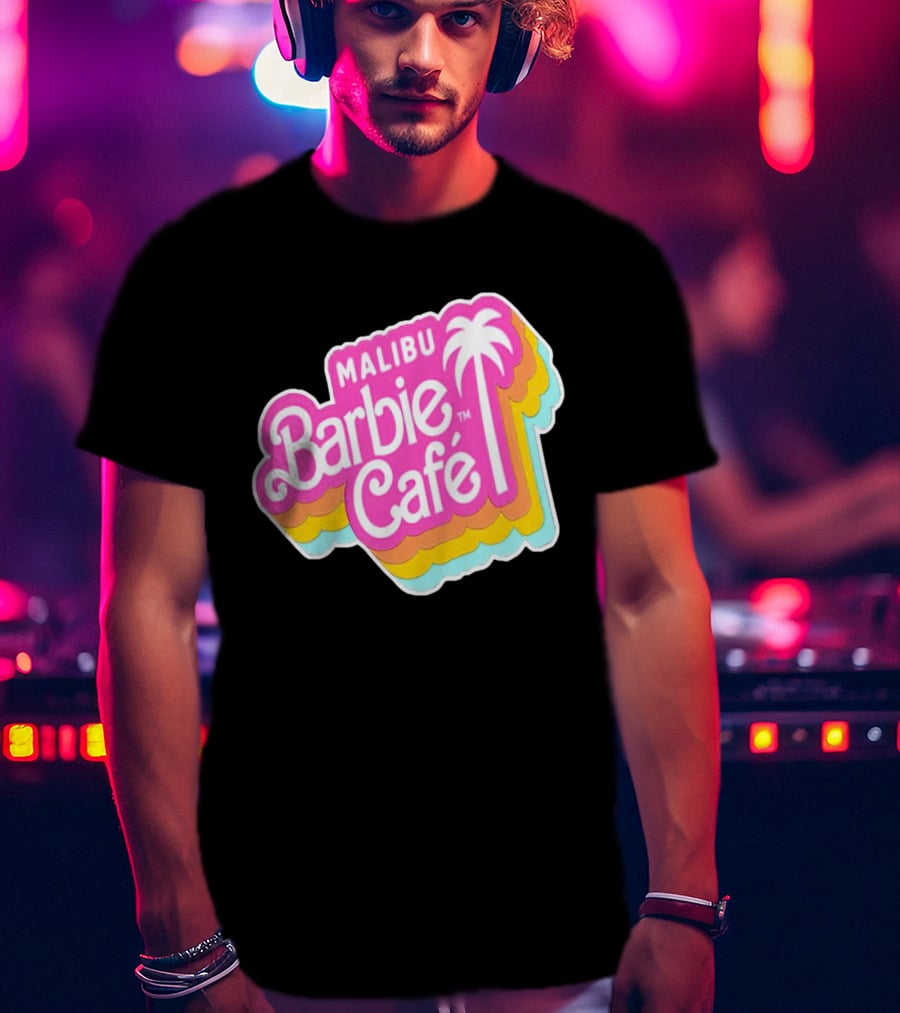 Malibu Barbie Cafe Colorful Retro Logo With Palm Tree T-Shirt