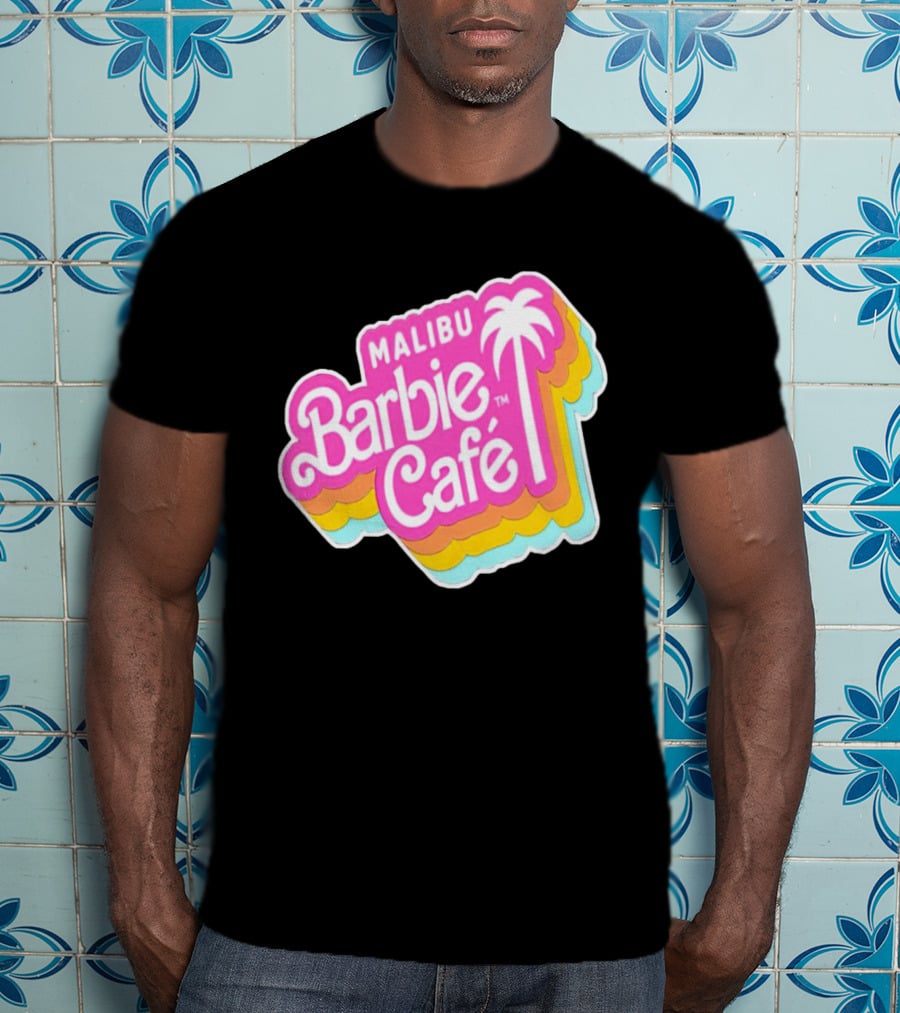 Malibu Barbie Cafe Colorful Retro Logo With Palm Tree T-Shirt