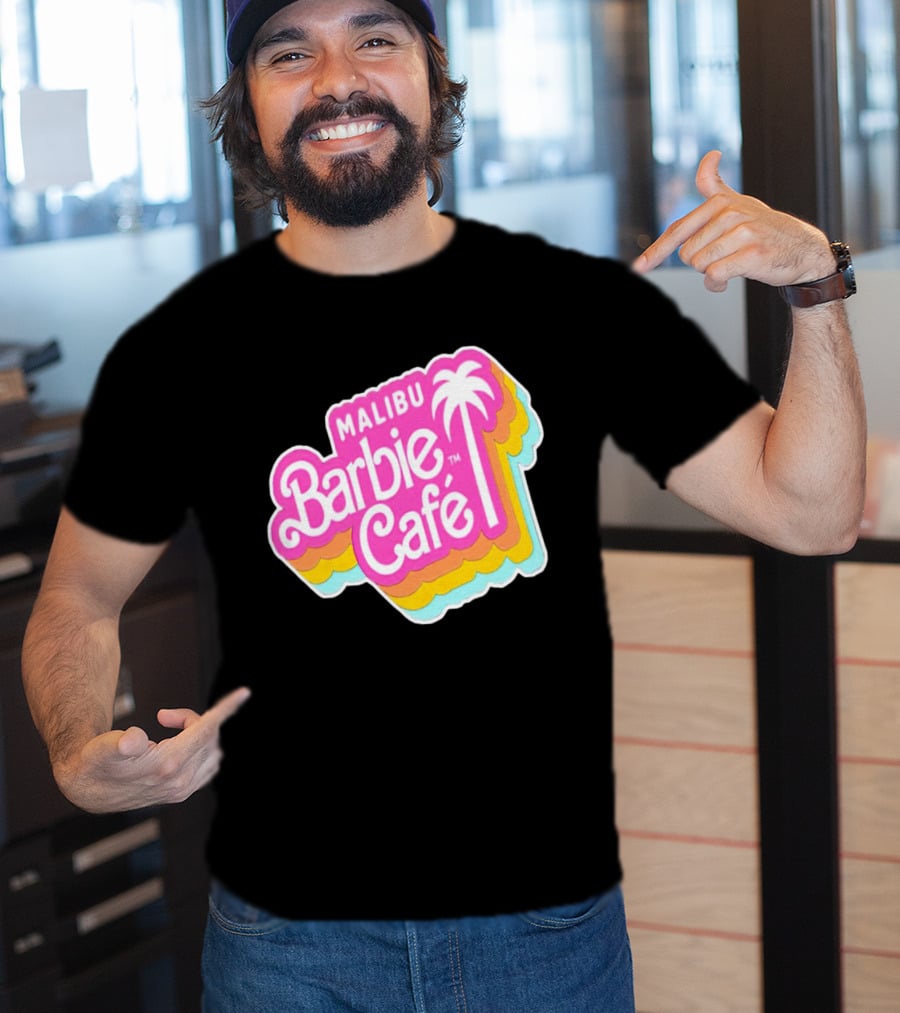 Malibu Barbie Cafe Colorful Retro Logo With Palm Tree T-Shirt