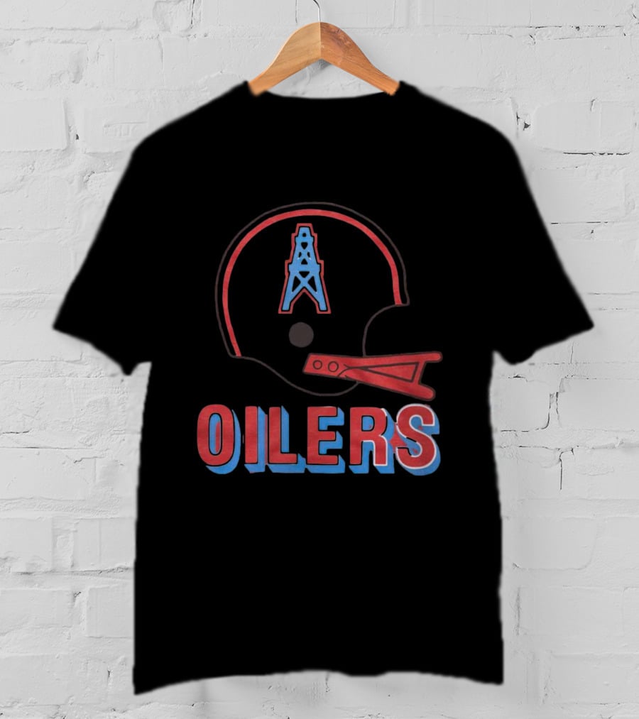 Oilers Football Helmet With Tower T-Shirt